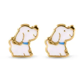 14E00429. - 14 Karat Yellow Dog Screw Back Earrings