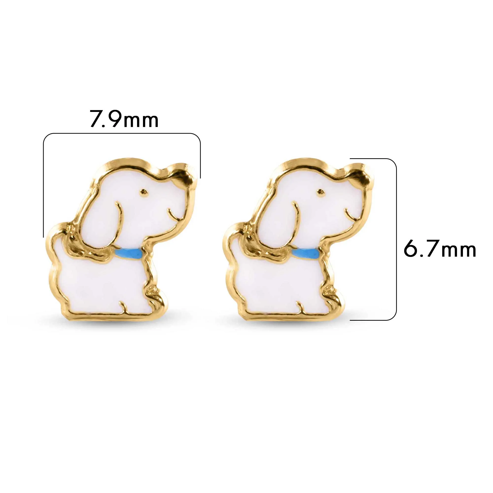 14E00429. - 14 Karat Yellow Dog Screw Back Earrings