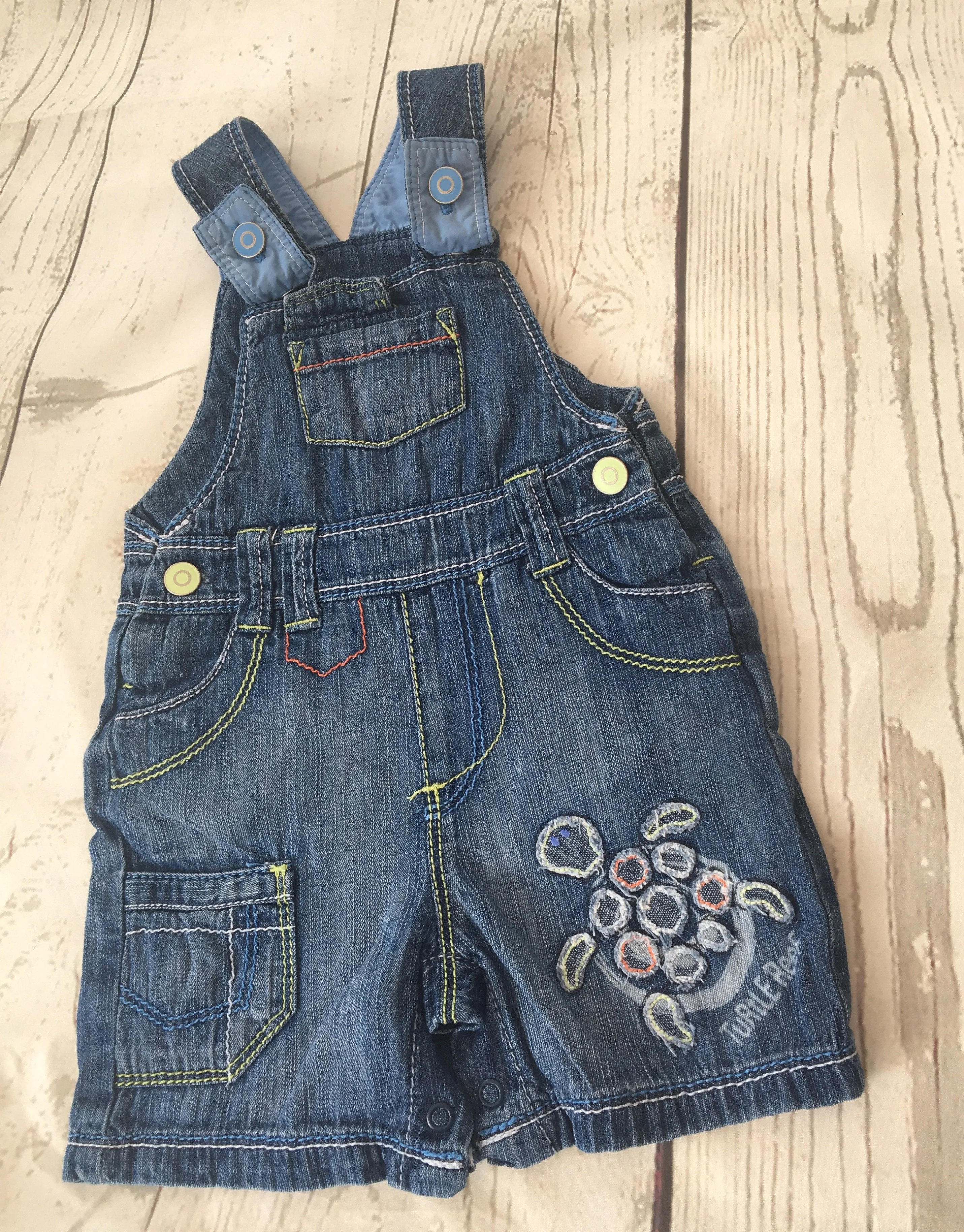 3-6 Months Denim Shortie Dungarees