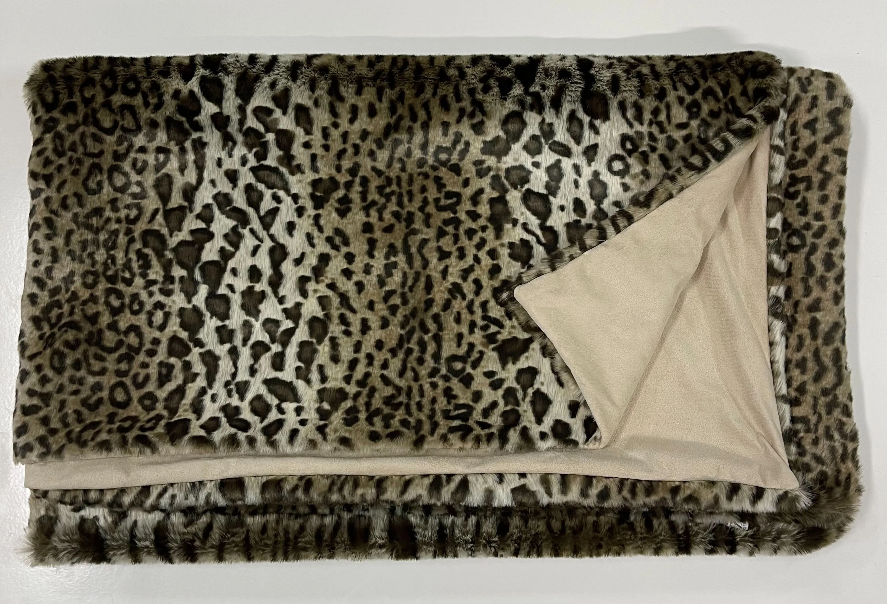 3718 - Leopard Print Faux Fur Throw