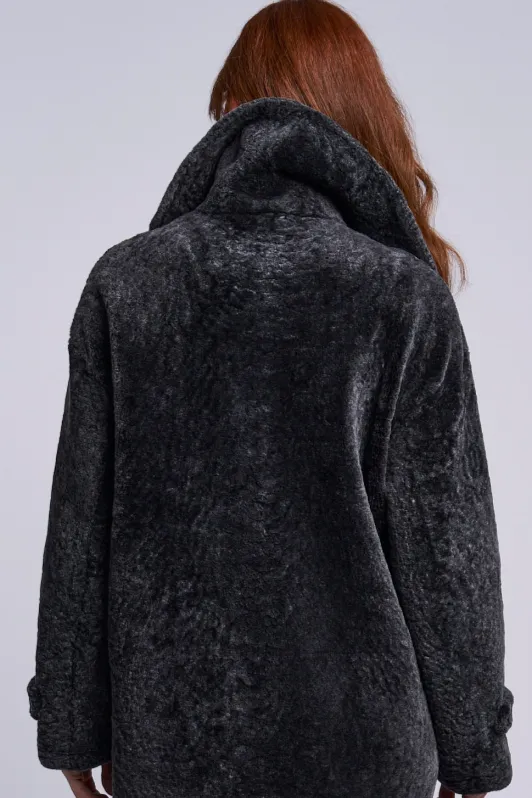 4241 Genuine shearling boyfriend coat