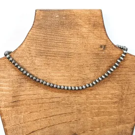 5mm Faux Navajo Silver Tone Pearl Necklace