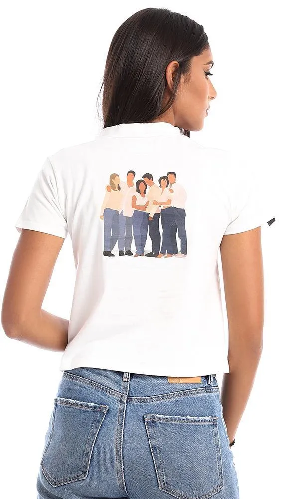 94944 " Friends" Printed Front And Back White Tee