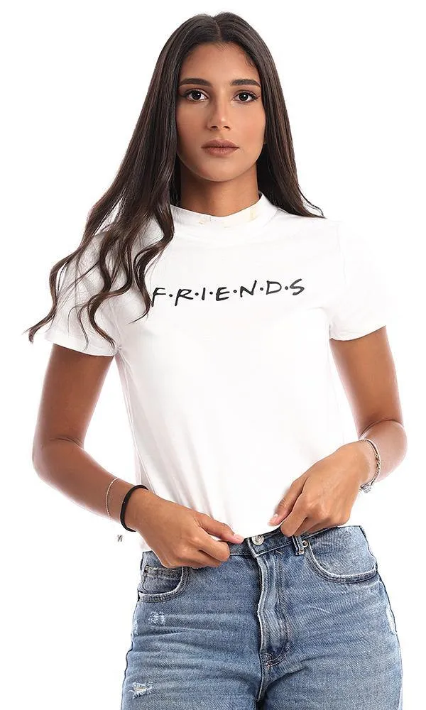 94944 " Friends" Printed Front And Back White Tee