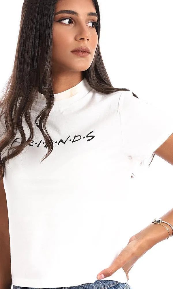 94944 " Friends" Printed Front And Back White Tee