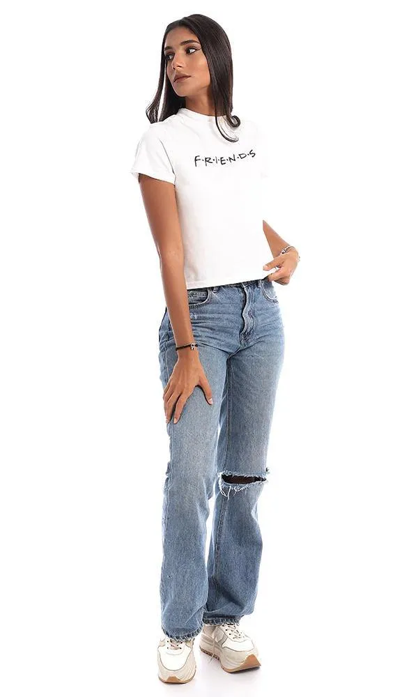 94944 " Friends" Printed Front And Back White Tee