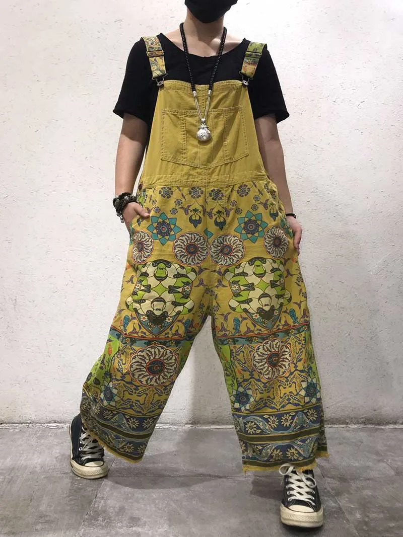 A Hundred Days Ethnic Print Cotton Overall Dungarees