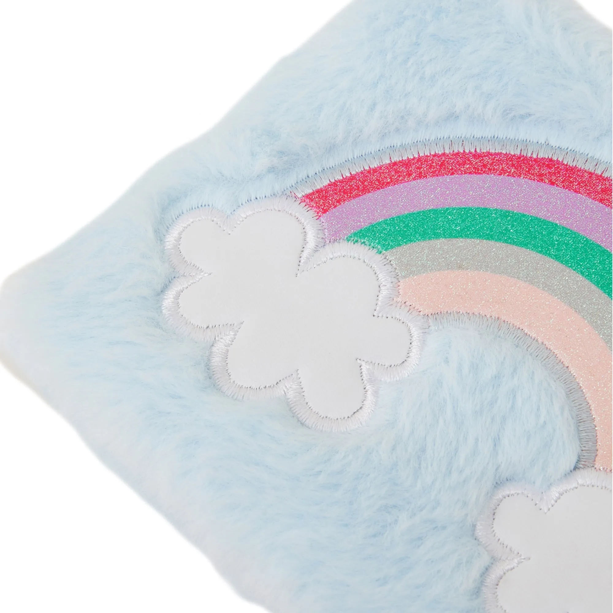 Accessorize London Blue Faux Fur Rainbow Notebook