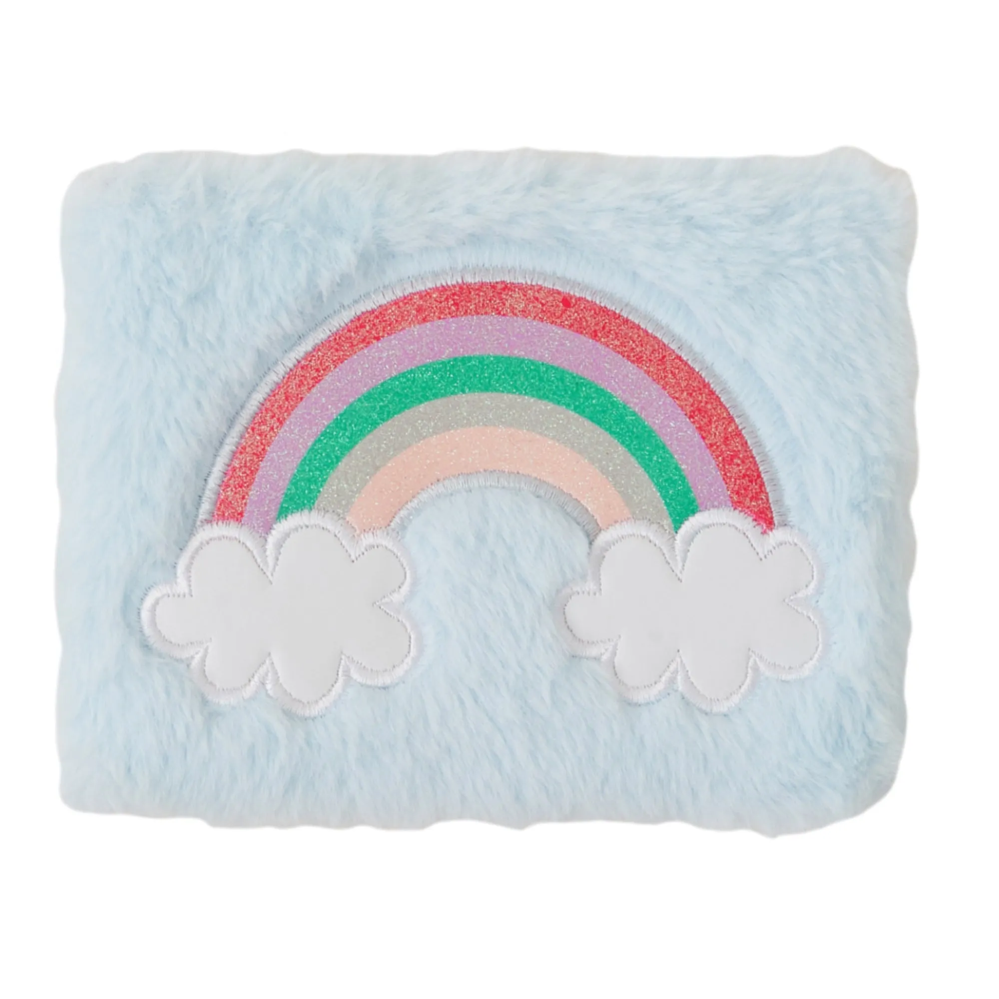 Accessorize London Blue Faux Fur Rainbow Notebook