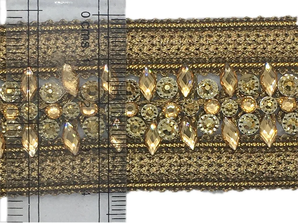 Antique Golden Fancy Stone Work Embroidered Border