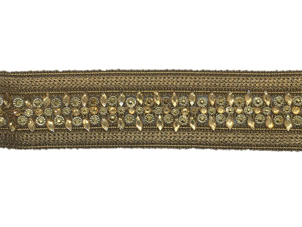 Antique Golden Fancy Stone Work Embroidered Border