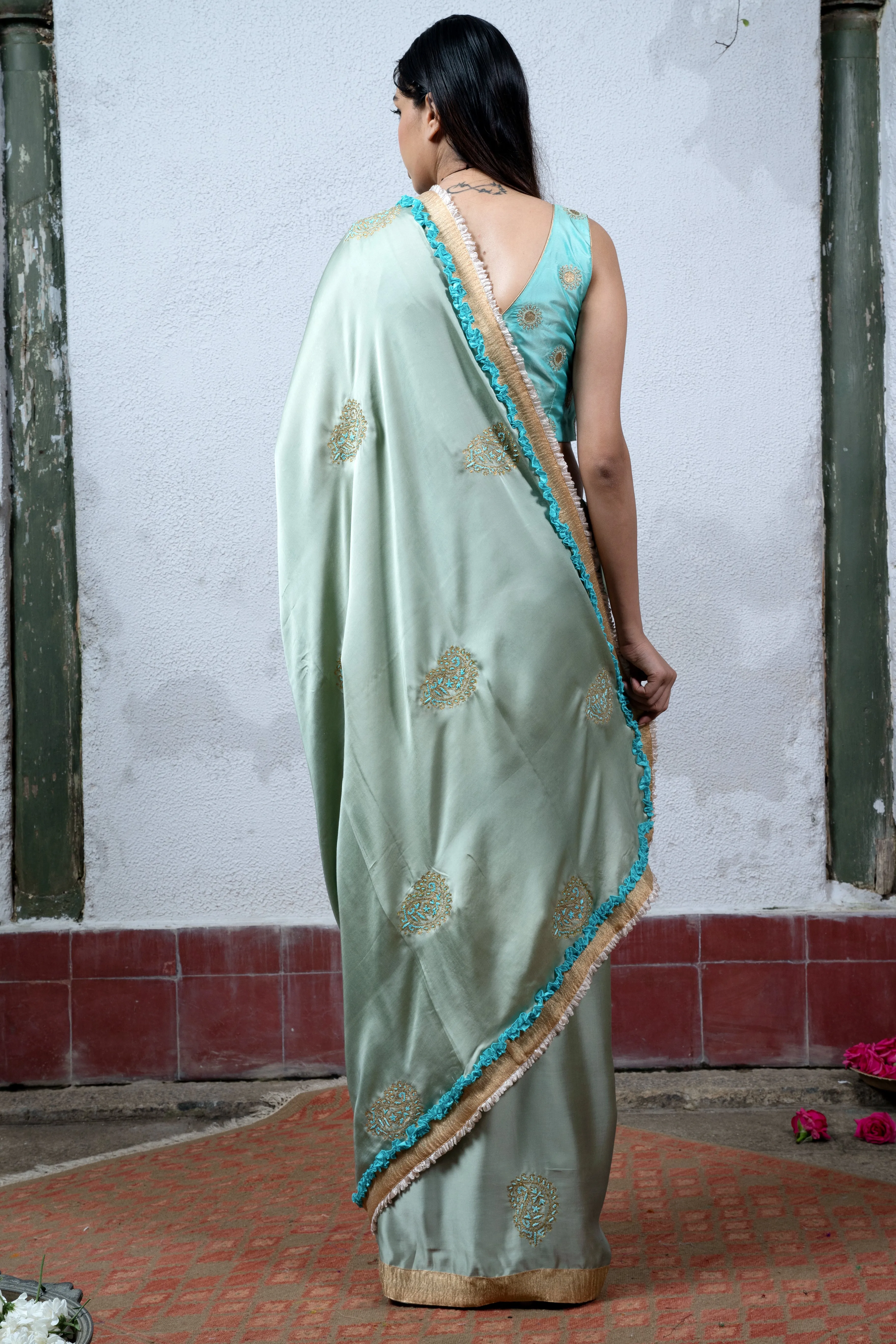 Apsara: Aqua Blue Saree