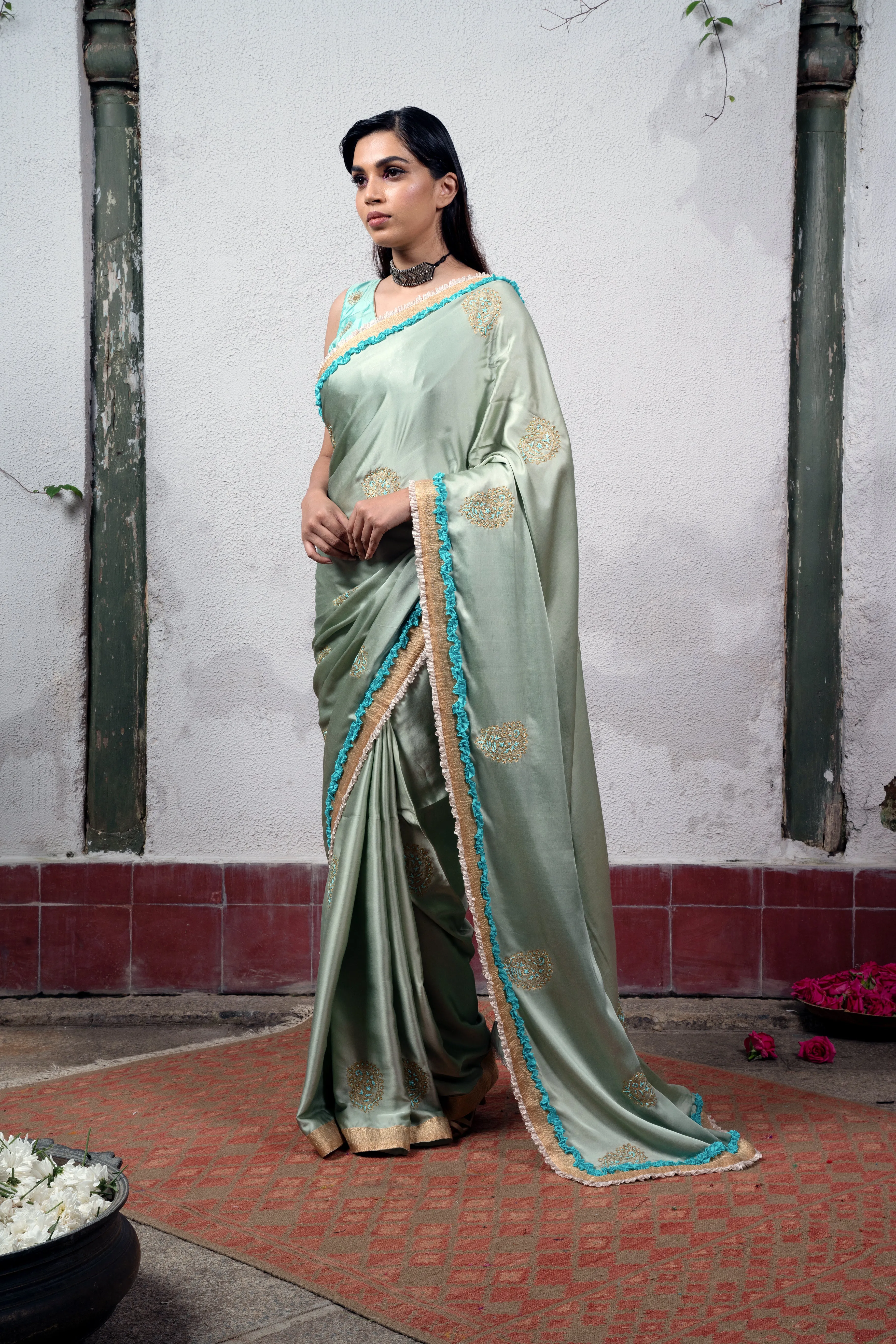 Apsara: Aqua Blue Saree