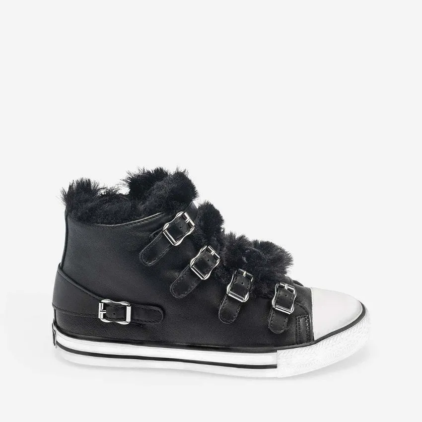 ASH SNEAKERS VALKO 126284-002 NERO CON FIBBIE E PELLICCIA