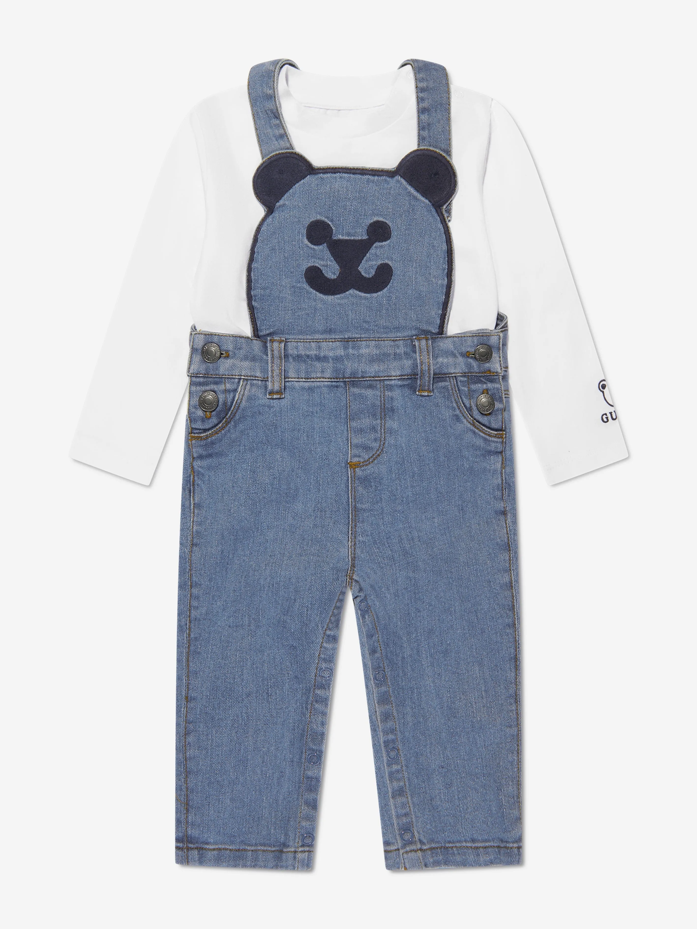 Baby Boys Bear Dungarees Set in Blue