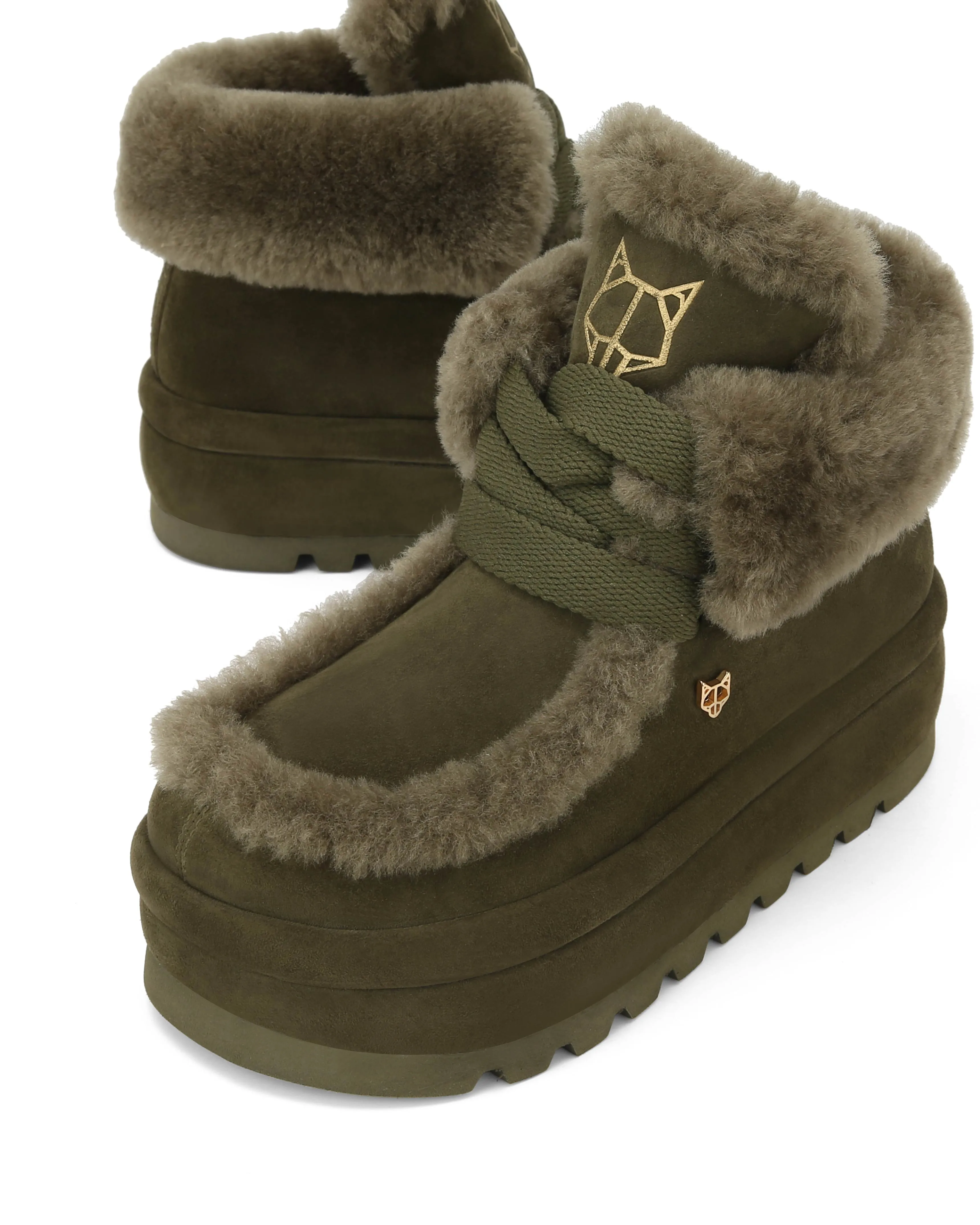 Bambi Dark Olive Suede/Shearling