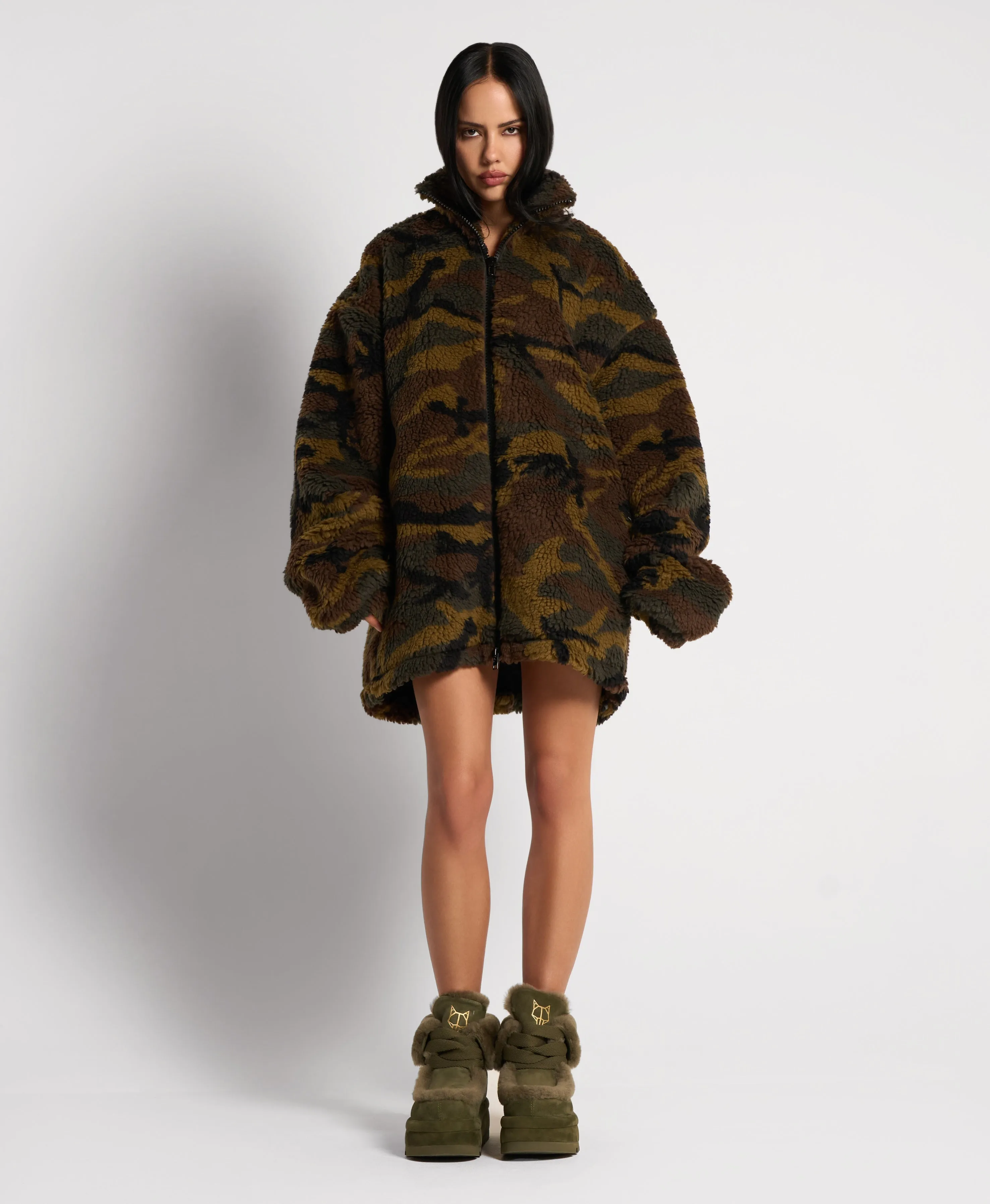 Bambi Dark Olive Suede/Shearling