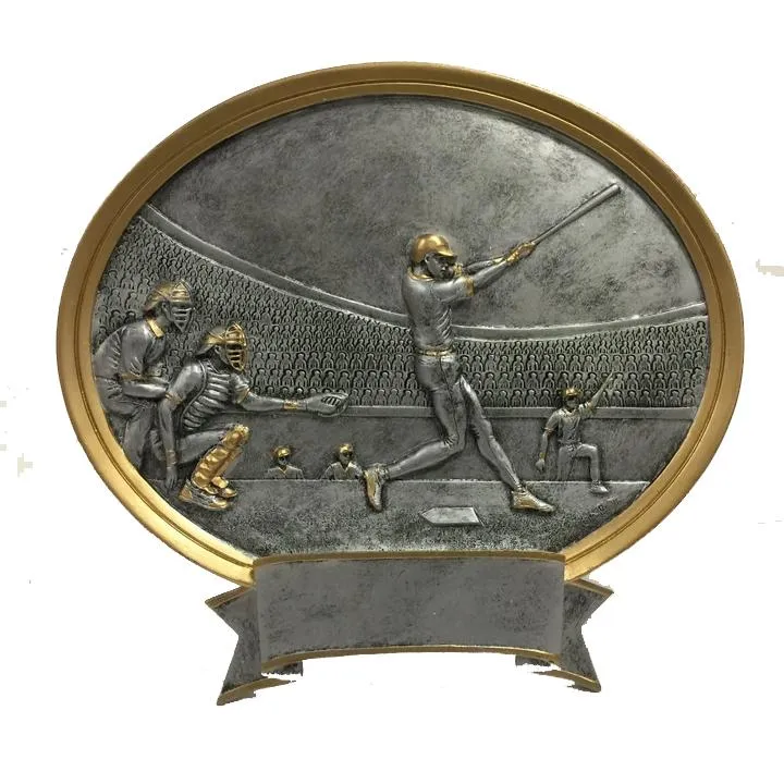 Baseball Player Oval Plaque