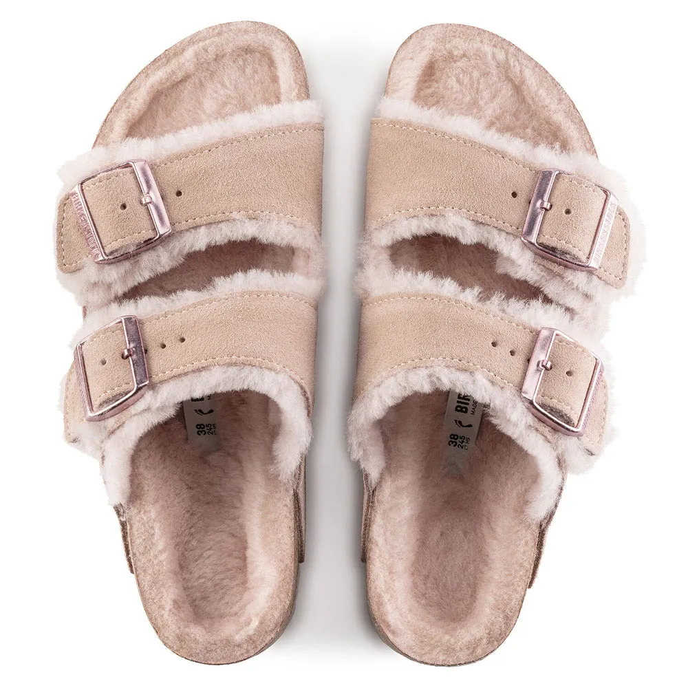 BIRKENSTOCK ARIZONA SHEARLING LIGHT ROSE - WOMENS