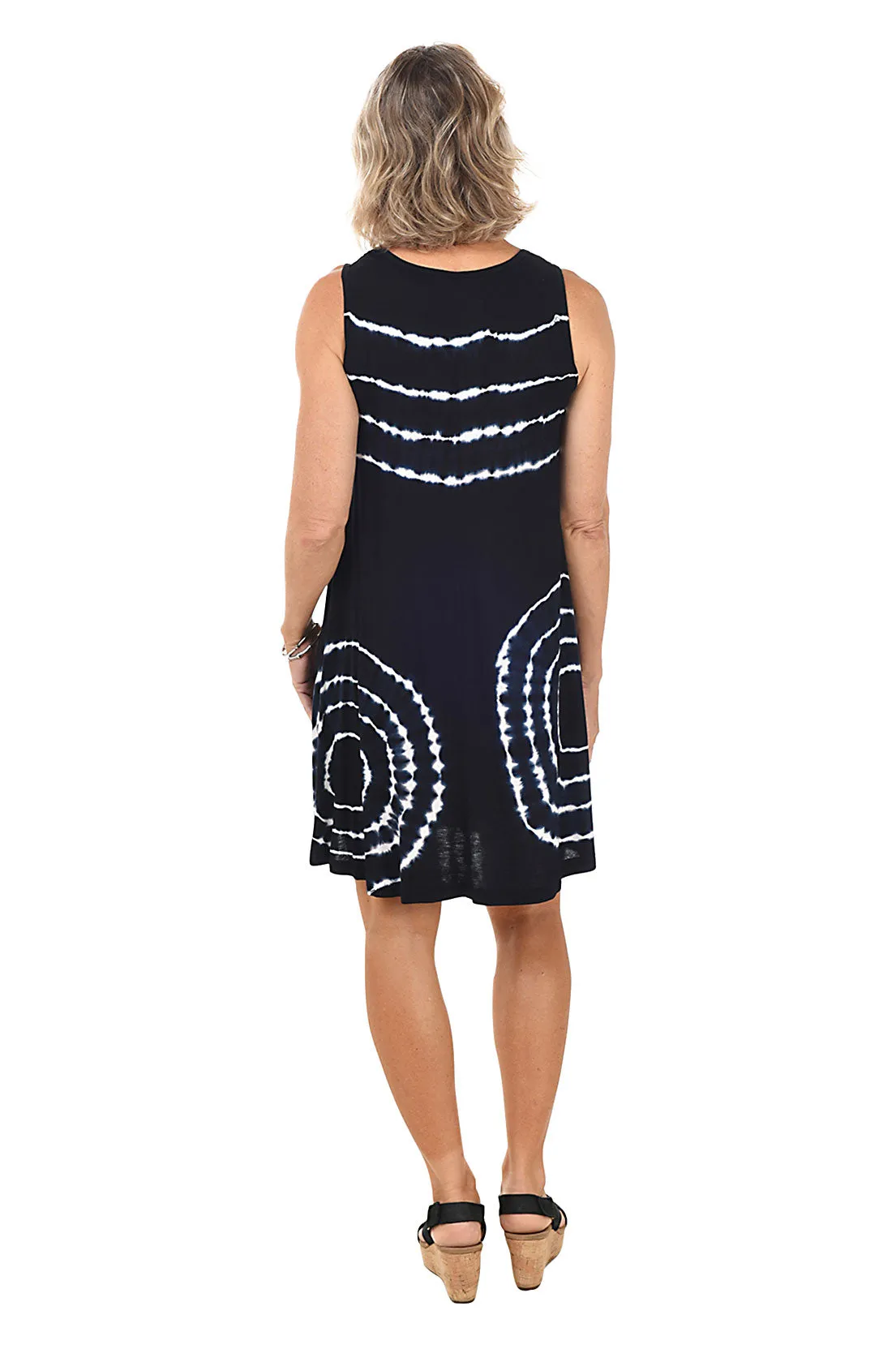 Black Bullseye Tie-Dye Sleeveless Dress