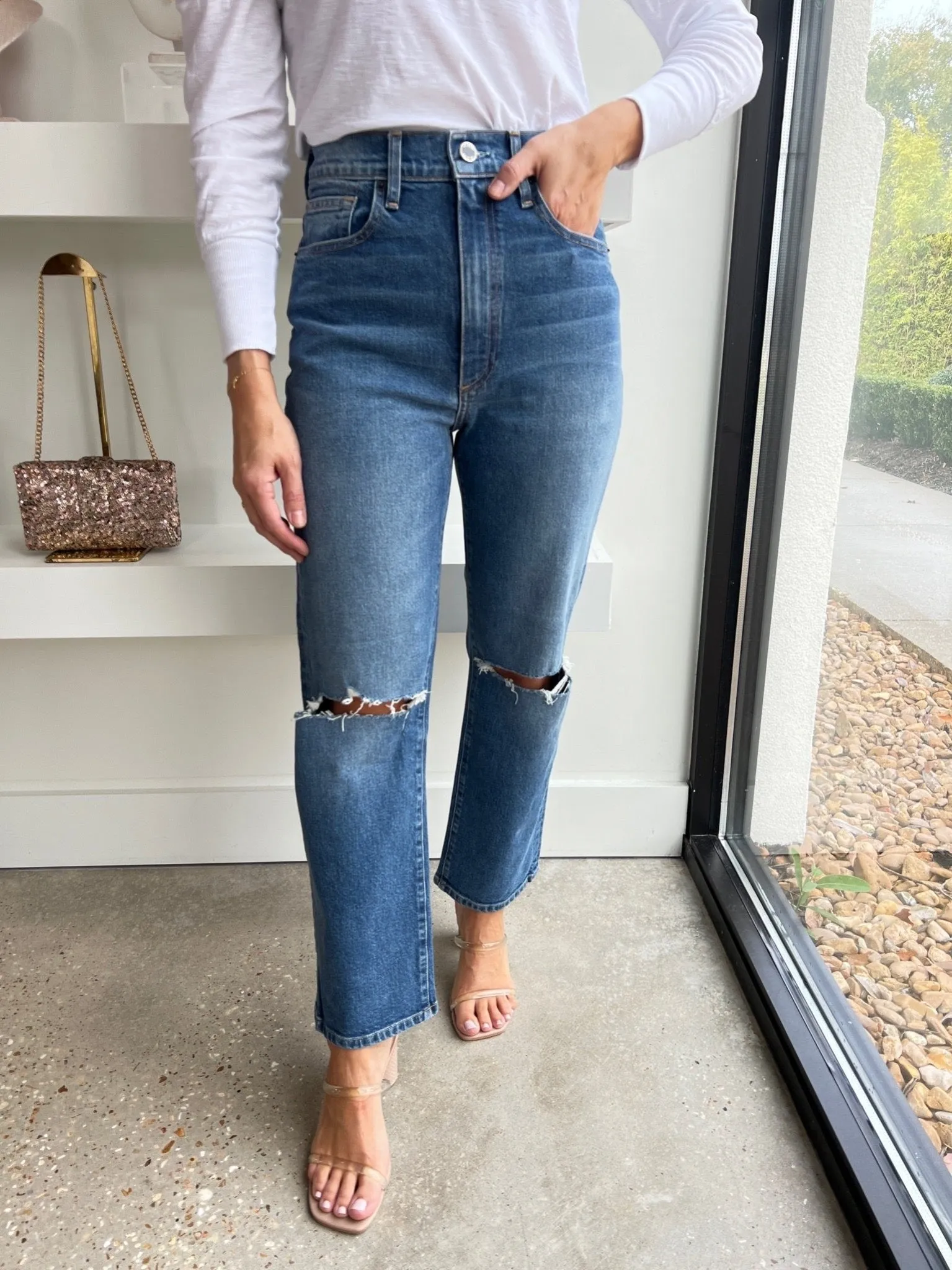 Bliss Distressed Mia Relaxed Straight Jeans