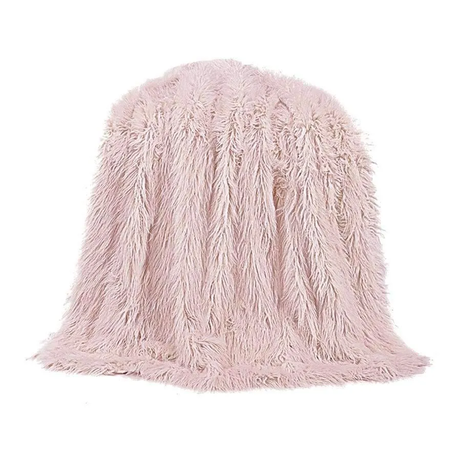 Blush Mongolian Fur Blanket