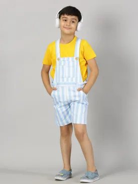 Boys Stripes Dungaree Shorts