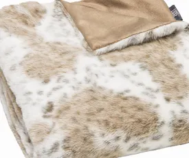 Brown & White Spotted Faux Fur Blanket