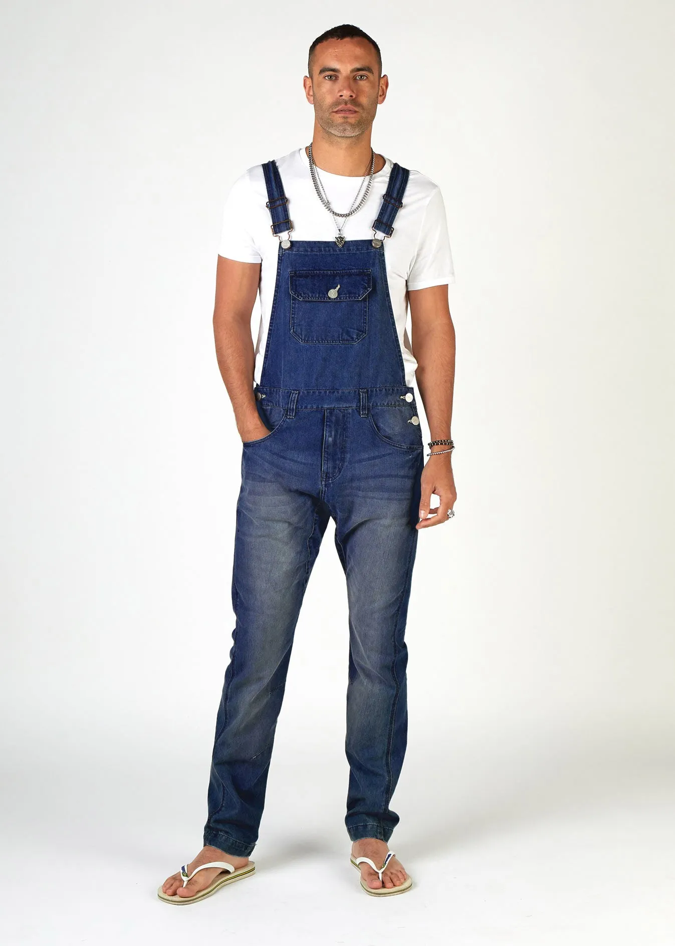 BRUCE Mens Slim Fit Denim Dungarees