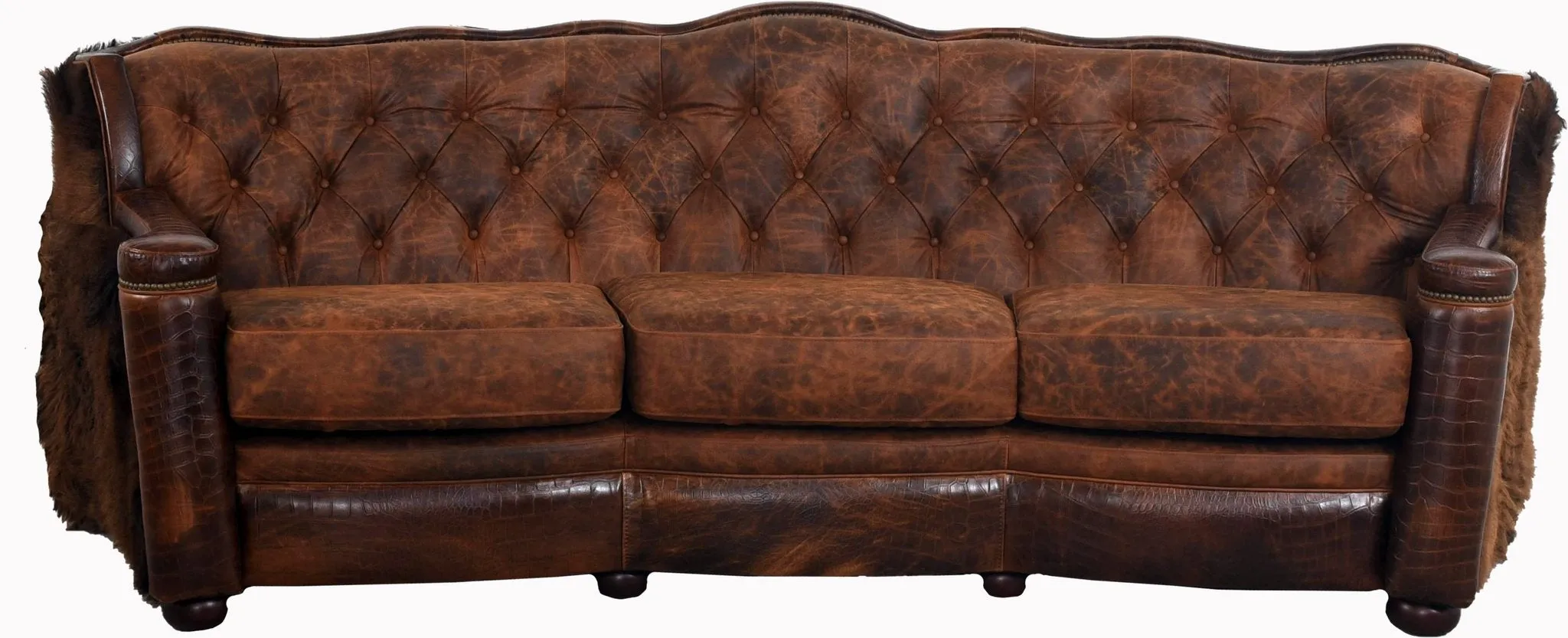 Buffalo Curved and Tufted Back Western Sofa