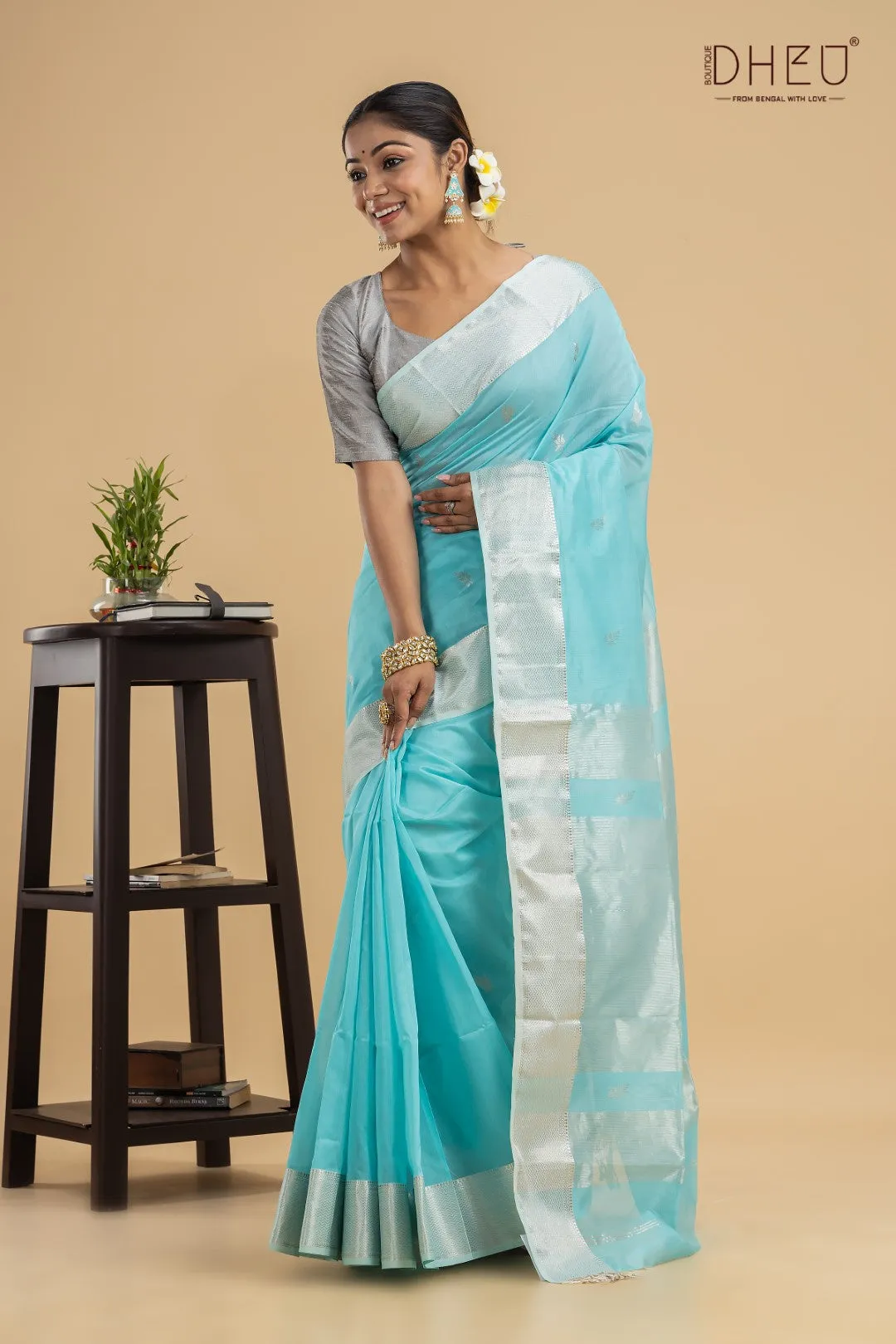 CALIFORNIA SCRUB-JAY- Maheswari Silk Saree