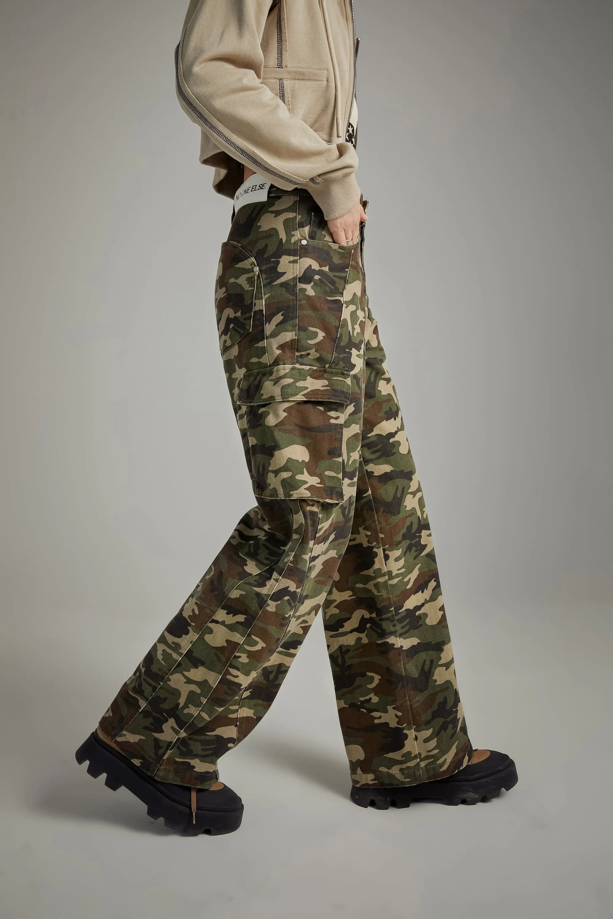 Camouflage Cargo Wide Pants