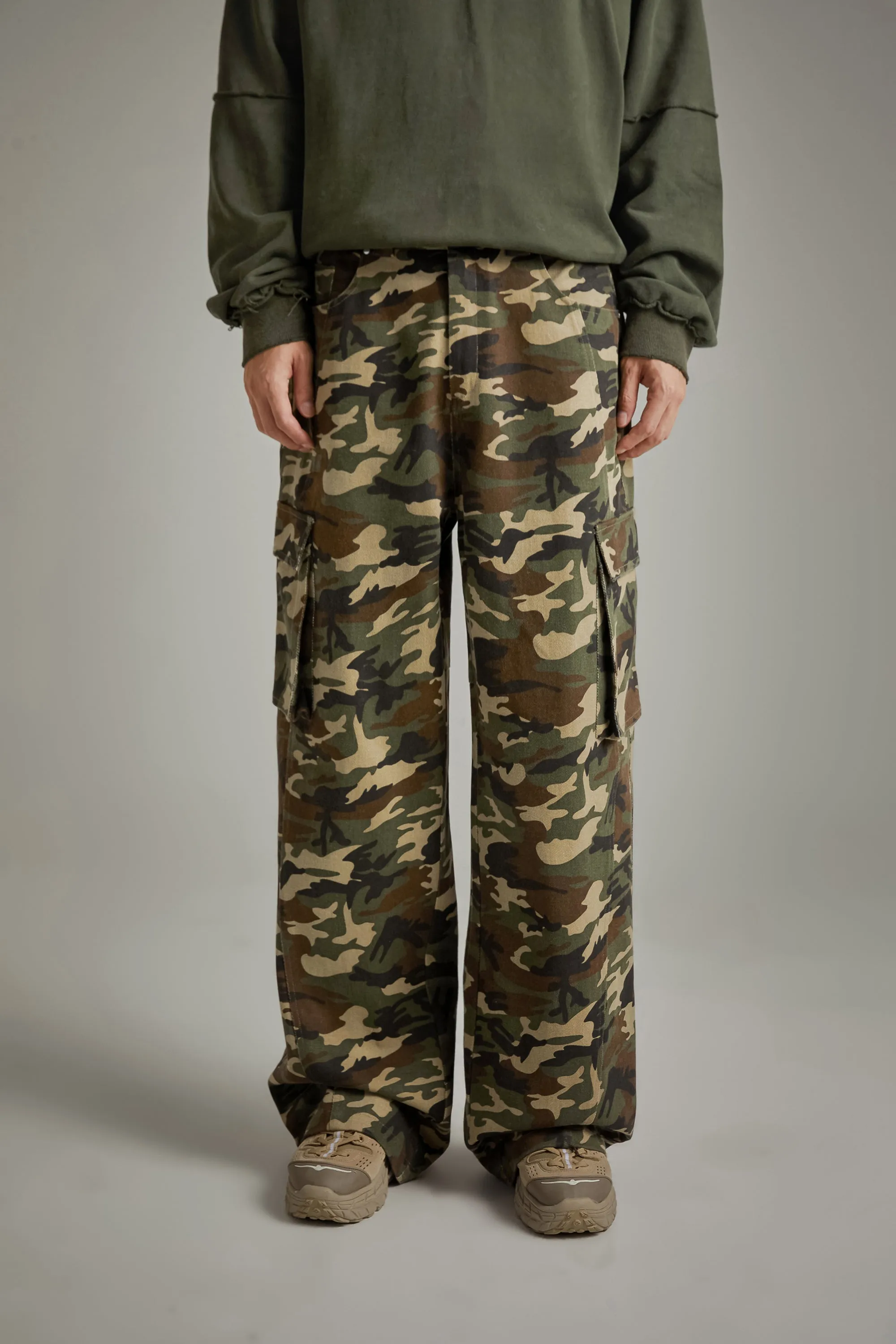 Camouflage Cargo Wide Pants