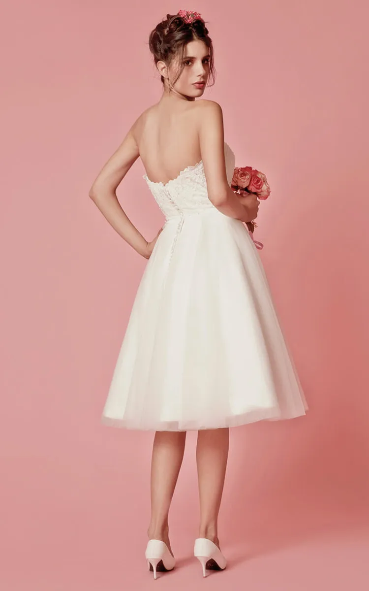 Cap Sleeved A-Line Knee Length Wedding Dress With Jacket-ZP_703949