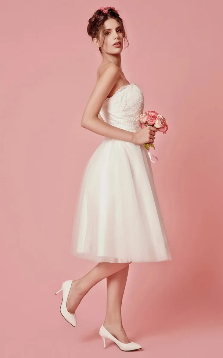 Cap Sleeved A-Line Knee Length Wedding Dress With Jacket-ZP_703949