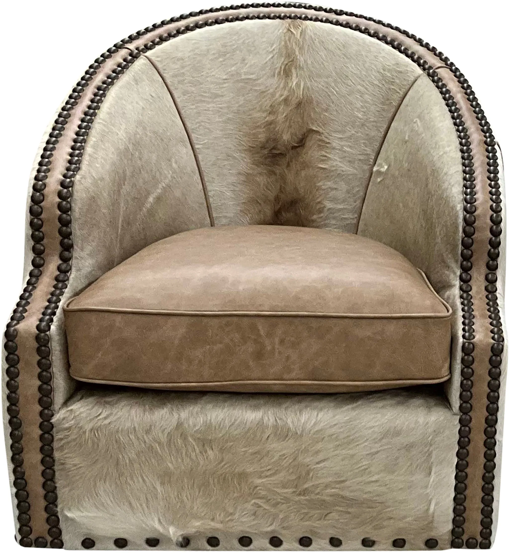 Champagne Cowhide Swivel Glider