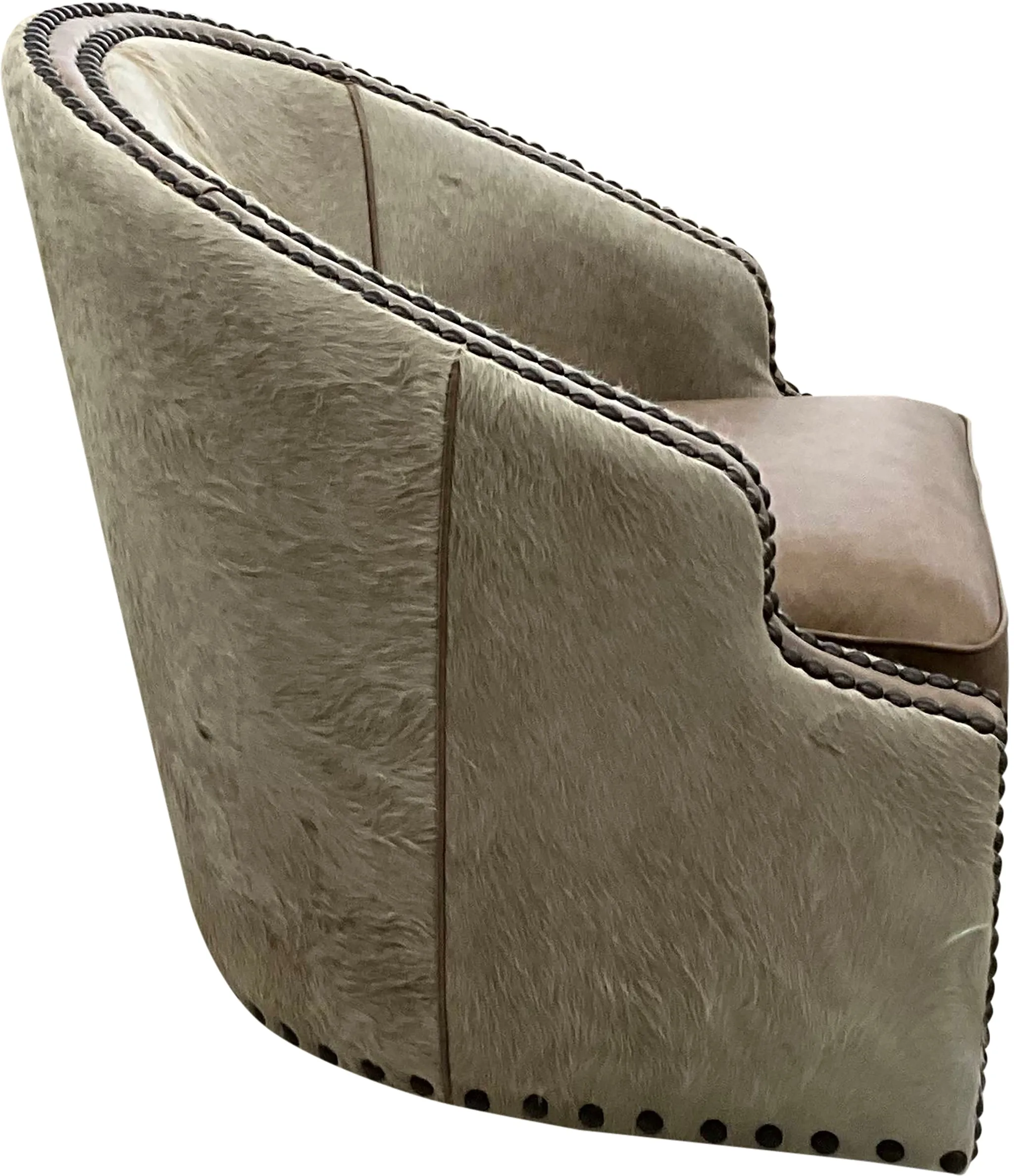 Champagne Cowhide Swivel Glider