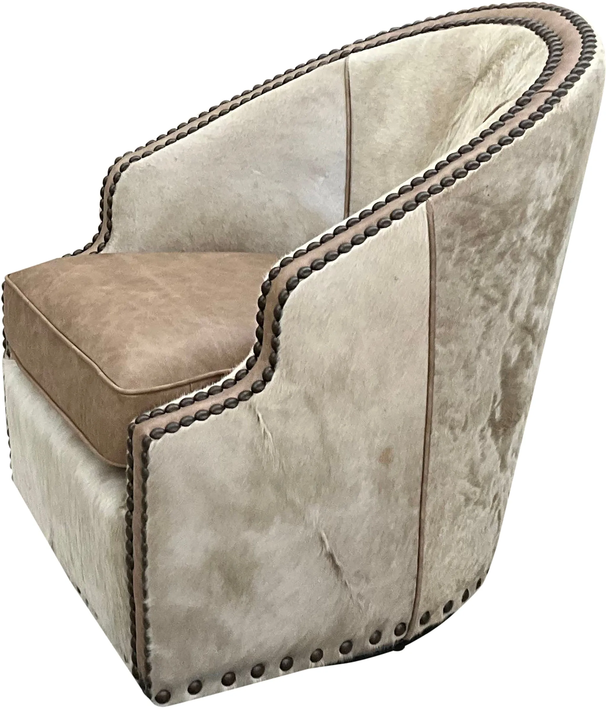 Champagne Cowhide Swivel Glider