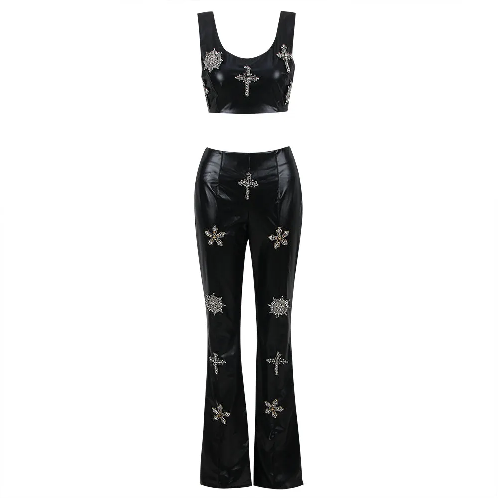 CLARA Vegan Leather withs Crystals Set