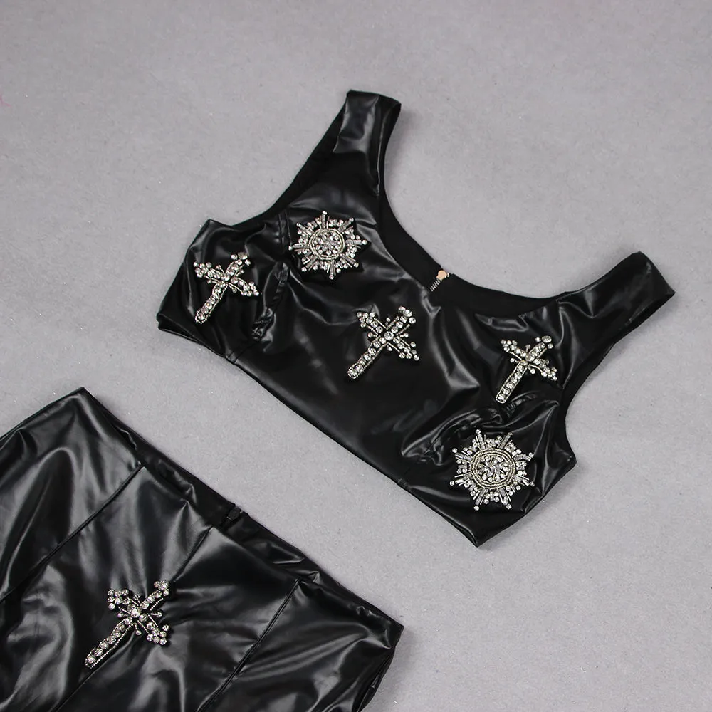 CLARA Vegan Leather withs Crystals Set