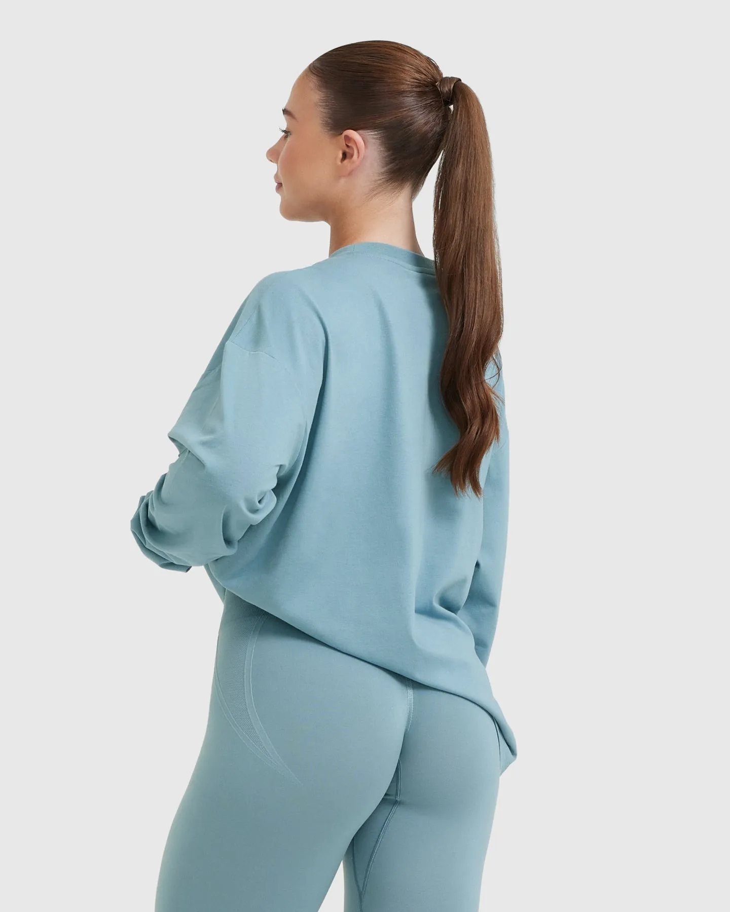 Classic Oversized Lightweight Long Sleeve Top | Steel Blue