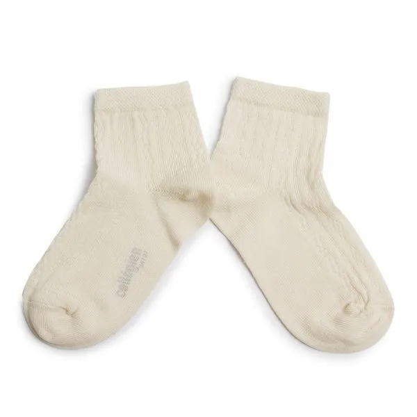 Collegien Antoinette Lightweight Pointelle Socks - cream