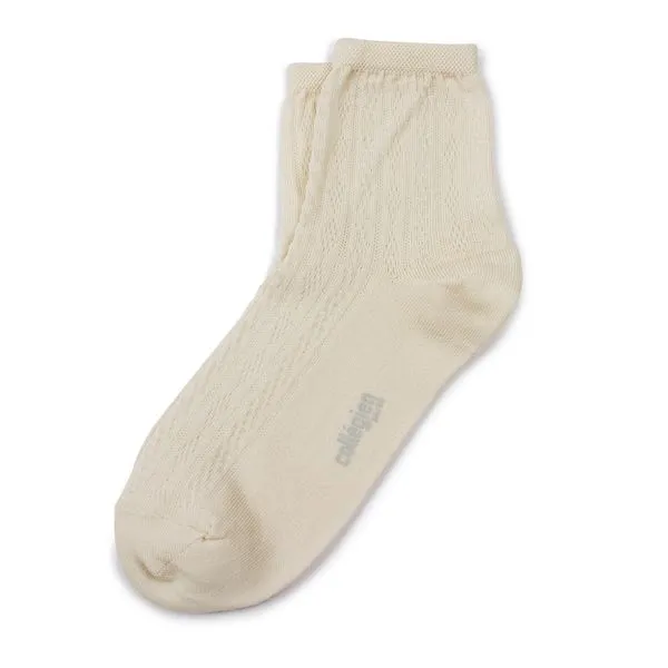 Collegien Antoinette Lightweight Pointelle Socks - cream