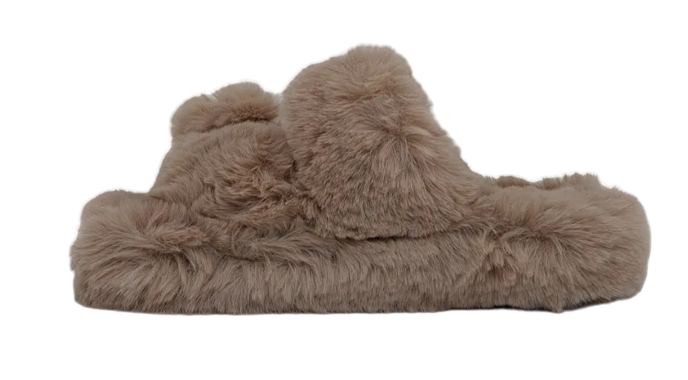 Colors Of California - Faux Fur Slipper Taupe