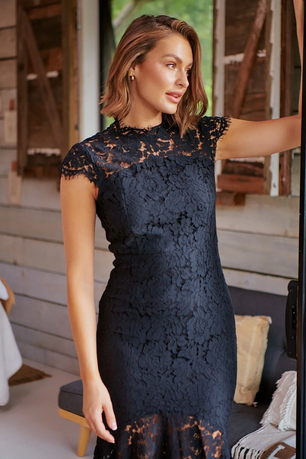 Constance Black Lace Evening Dress