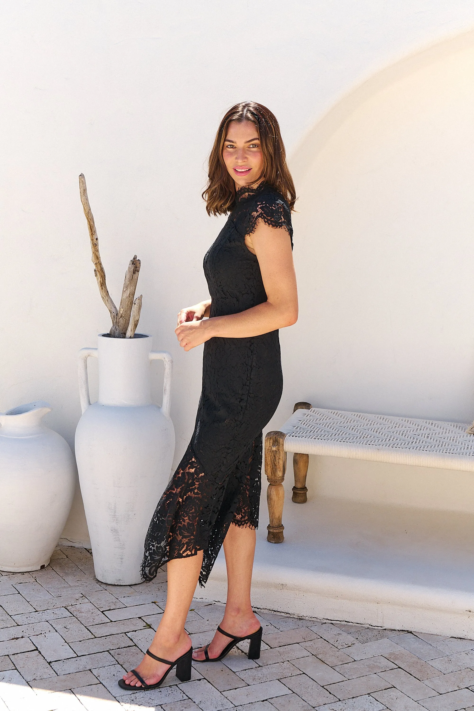 Constance Black Lace Evening Dress