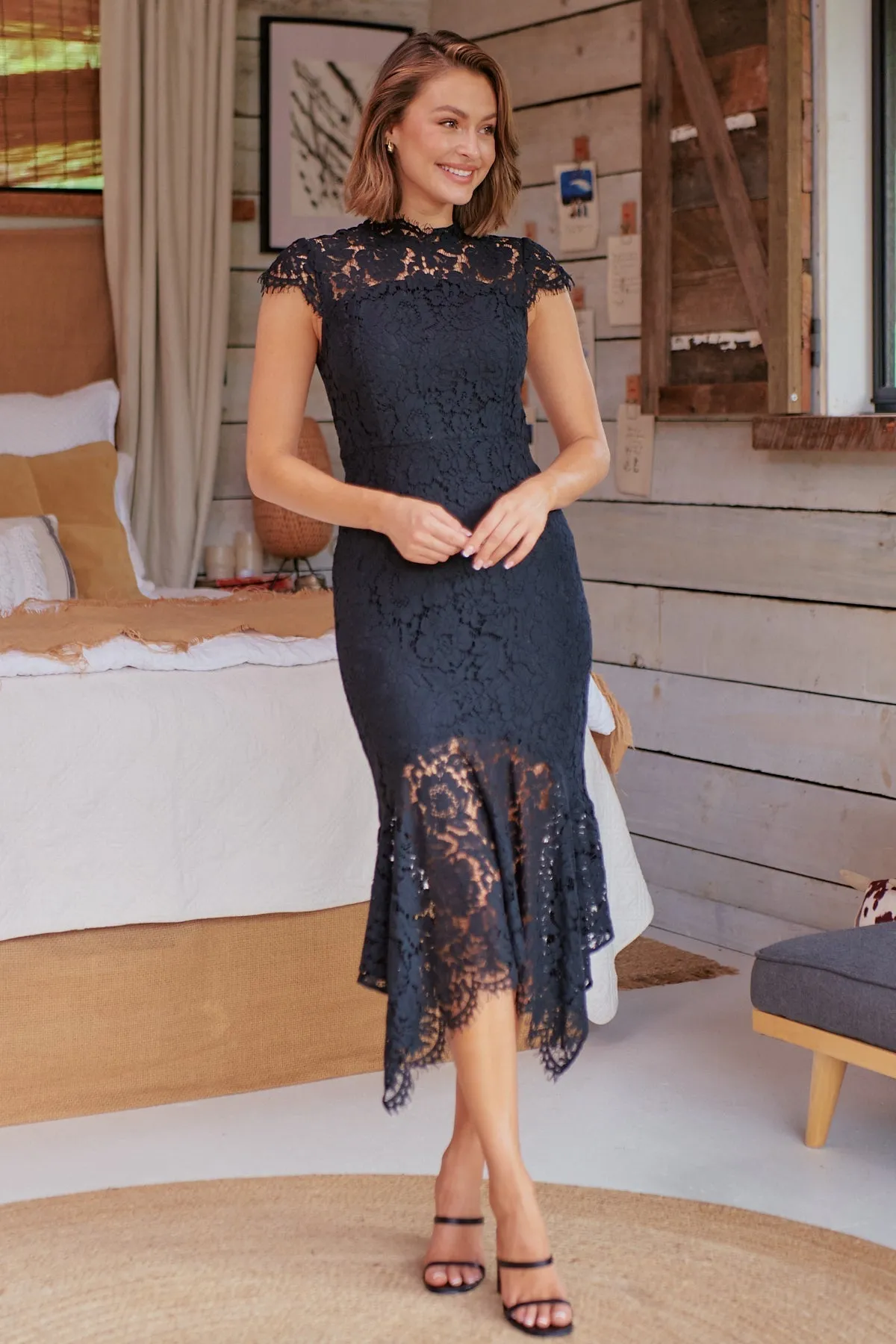 Constance Black Lace Evening Dress