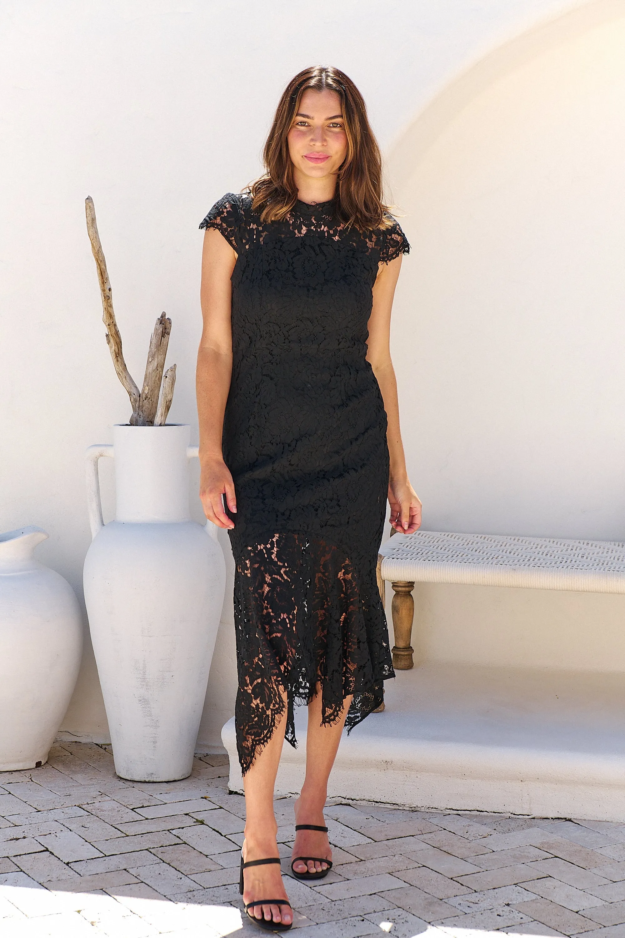 Constance Black Lace Evening Dress