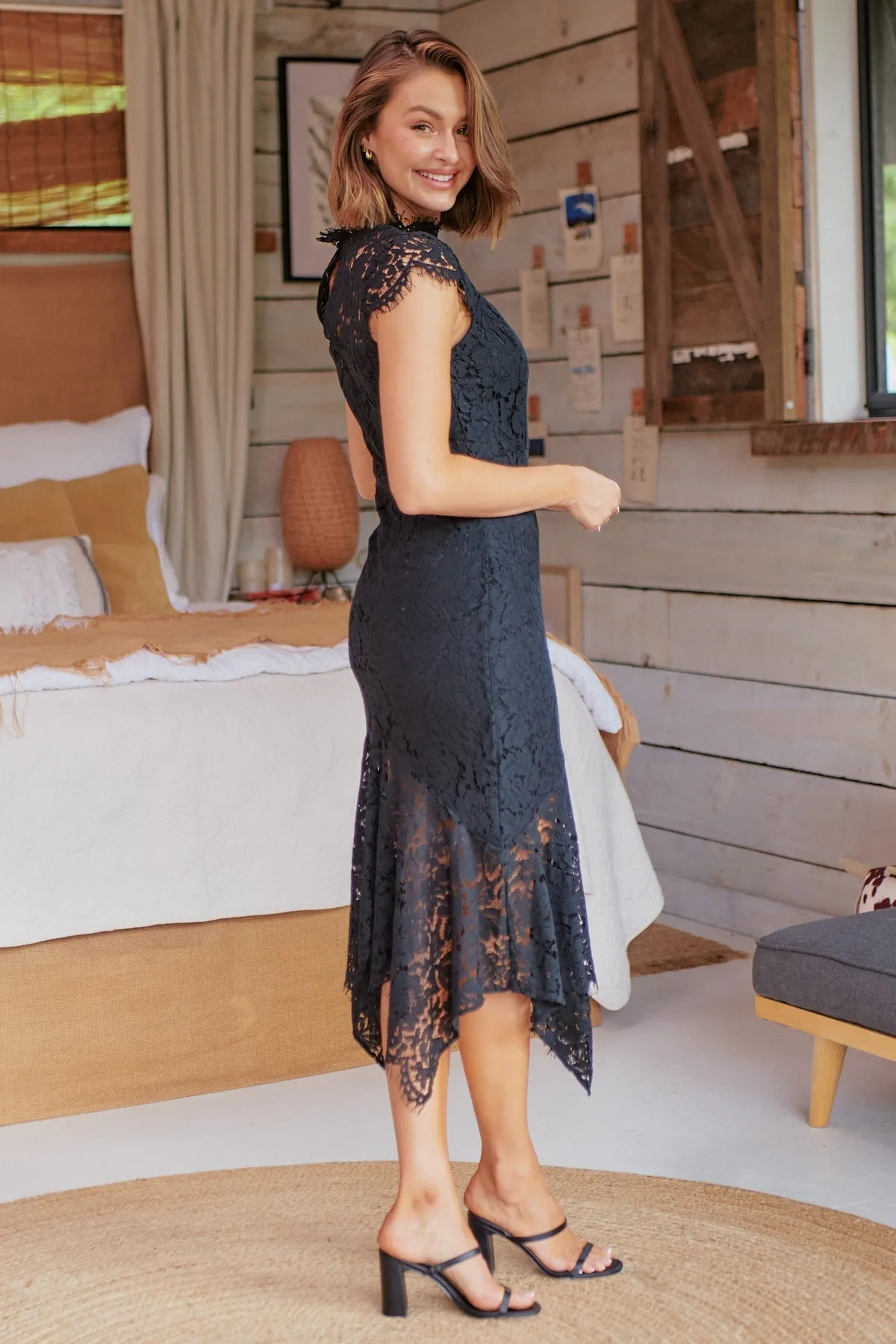 Constance Black Lace Evening Dress