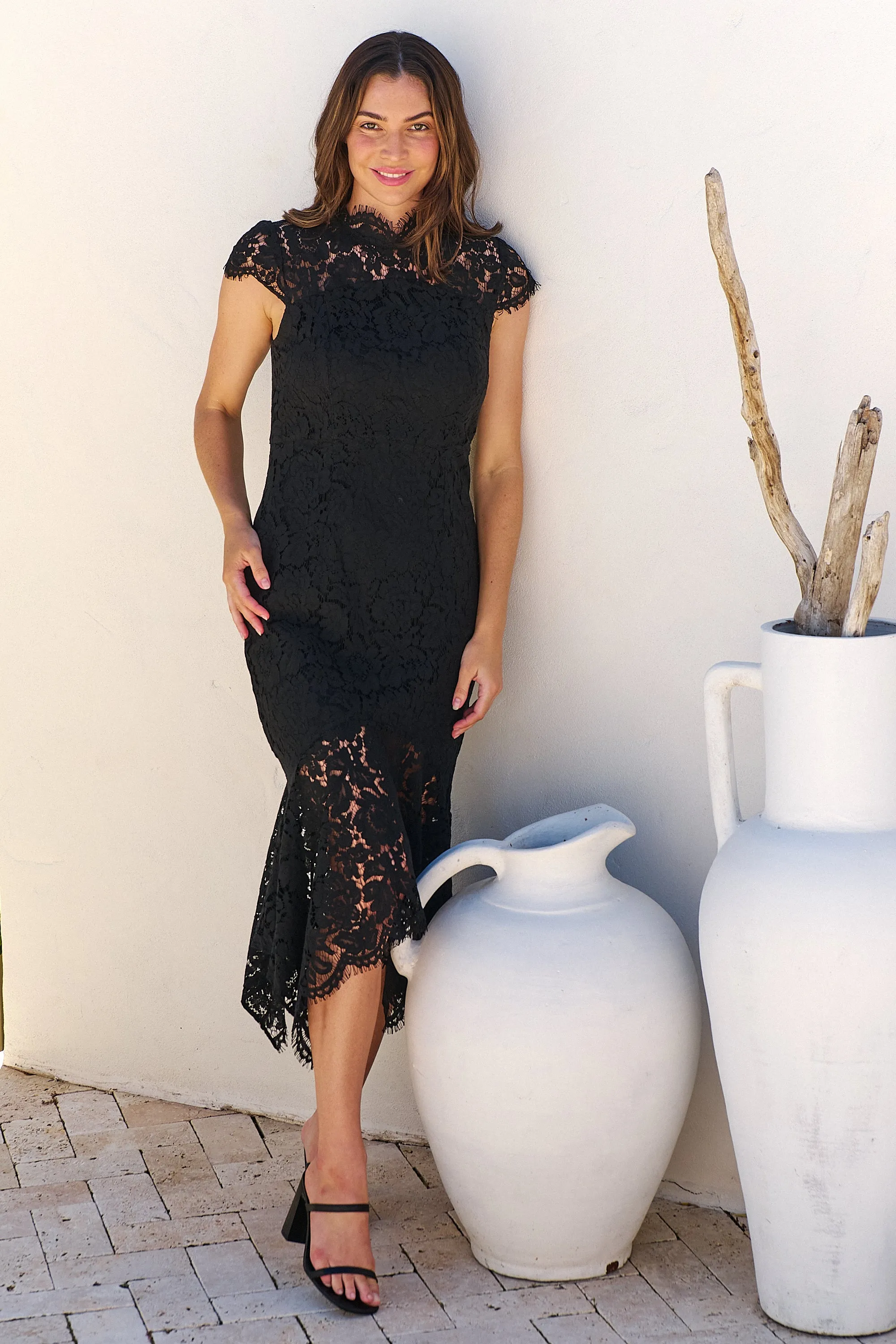 Constance Black Lace Evening Dress